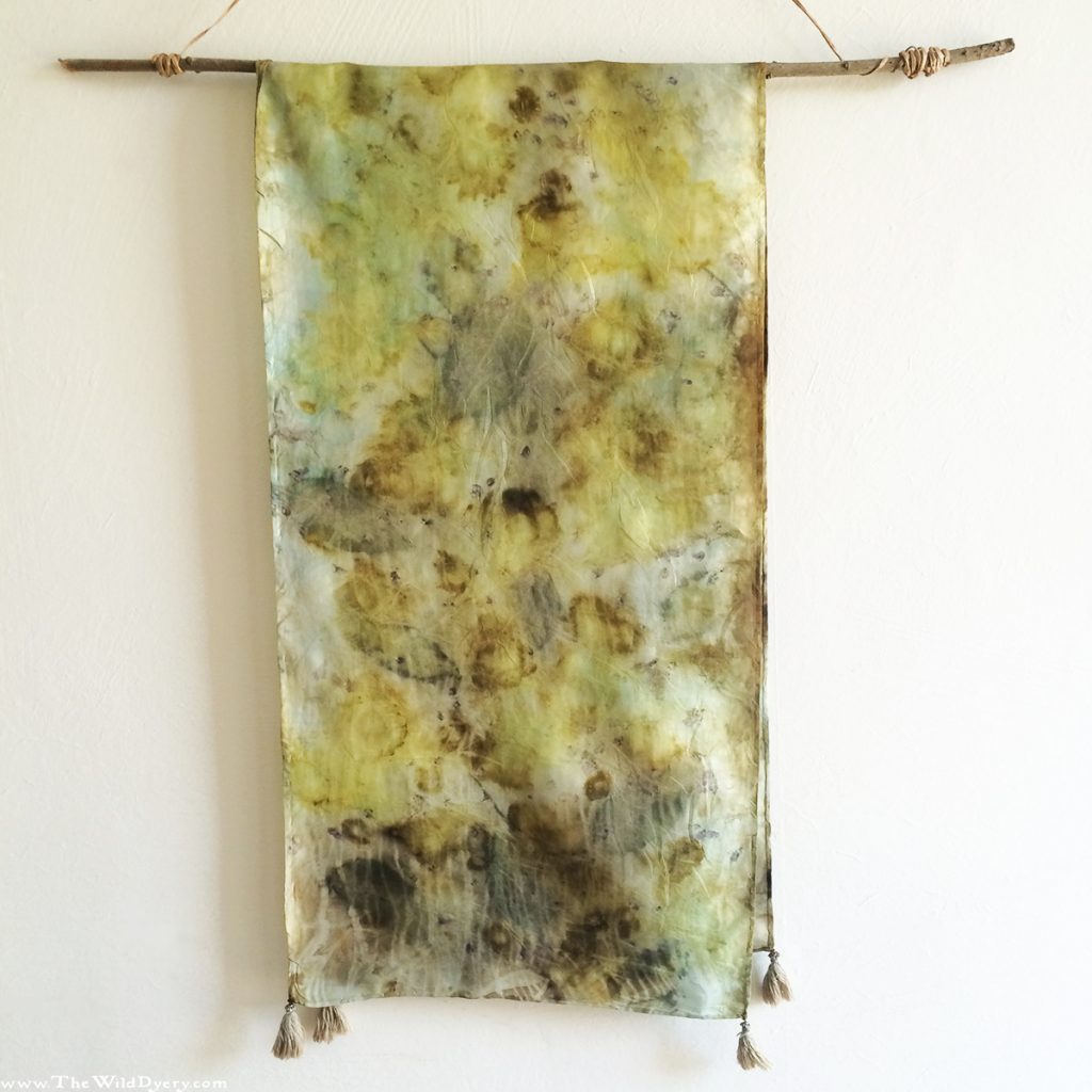 camomile eco print silk scarf