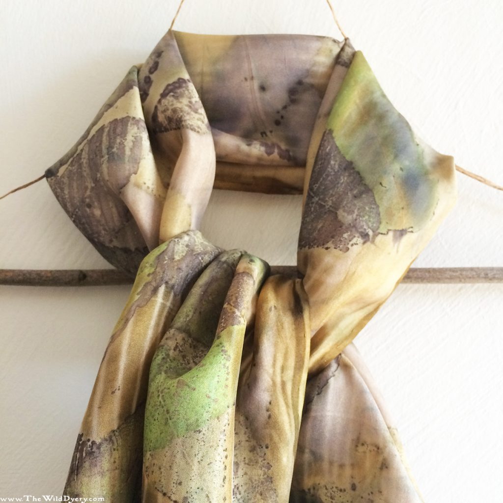 sumac leaves silk scarf eco printed